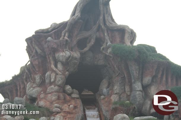 Splash Mountain was down as I walked around with a log stopped at the top of the drop.