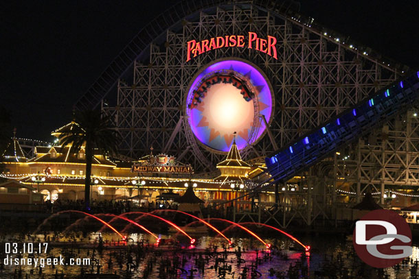 World of Color fountains warming up for this evening.