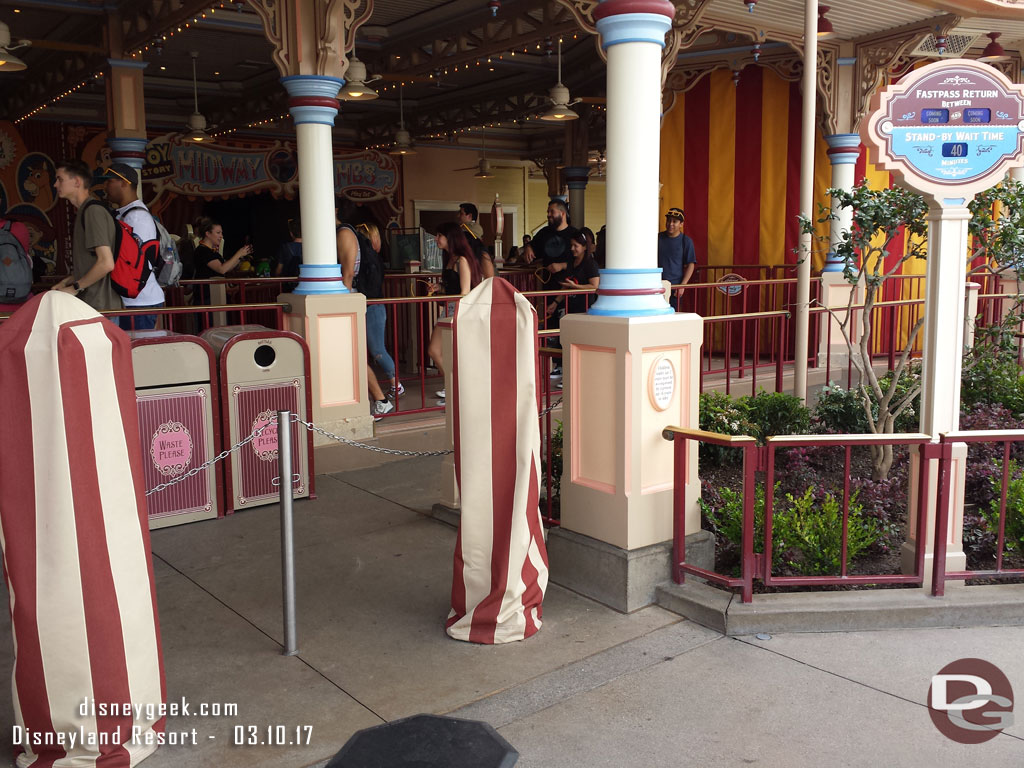 New MaxPass poles and a digital wait time sign are installed at Toy Story now.