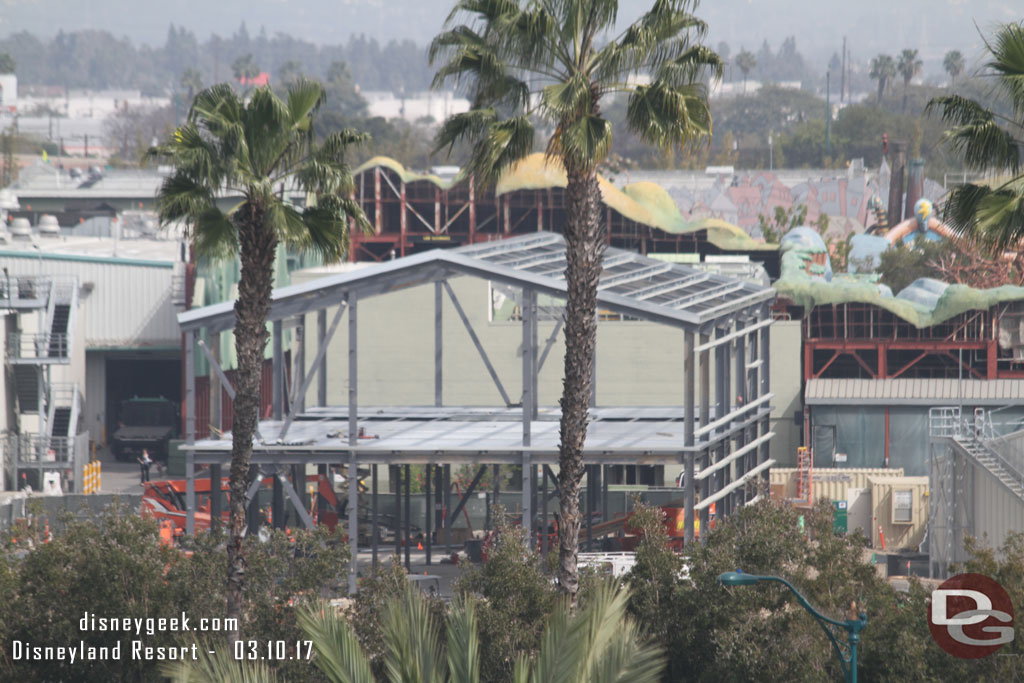 The backstage building structure looks to be up now.