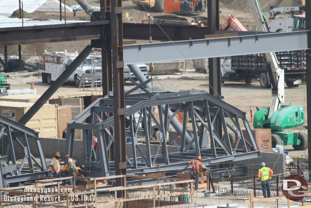 As I was walking back they were lifting one of the structures.  I thought maybe I would get a good look at where it was going to be placed.  Unfortunately they were just lifted it up, moved it slightly then put it back down and the crane moved on to another lift.