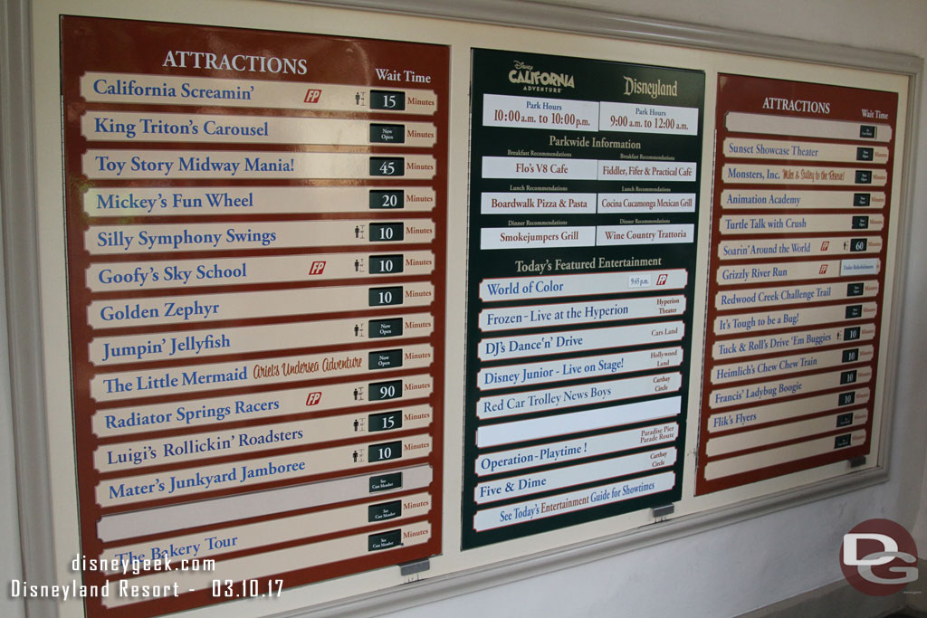 Disney California Adventure wait times at 1:54pm