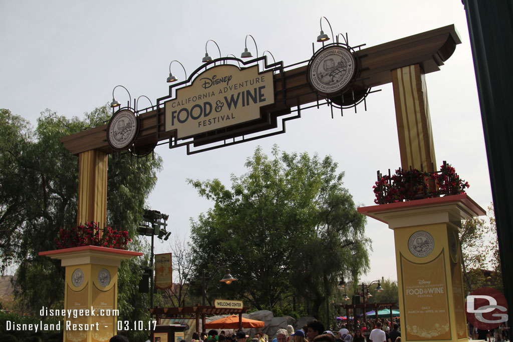 The entrance arch for the Food and Wine Festival just off Carthay Circle.