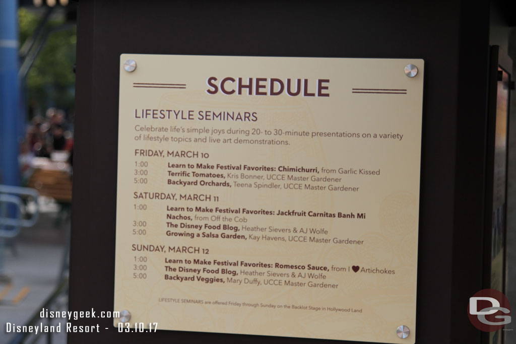 The Backlot stage is hosting Lifestyle seminars.