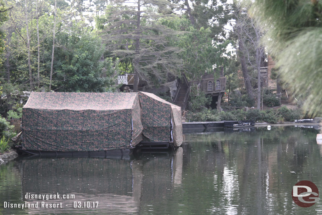 No visible change with the Fantasmic barges.  After hours rehearsals / programming is underway.