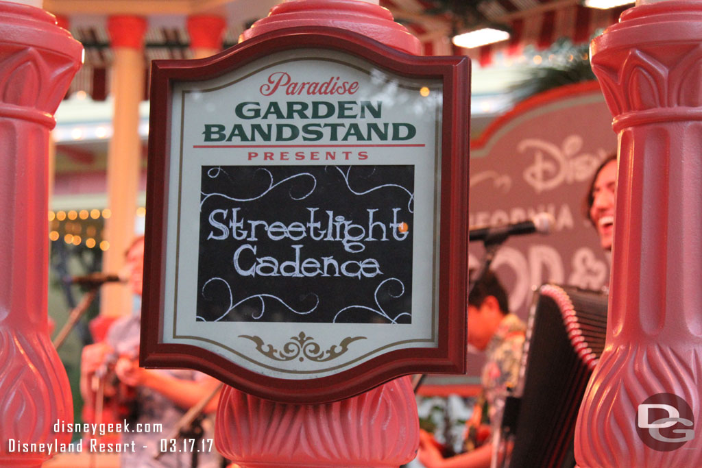 Streetlight Cadence performing on the bandstand today.