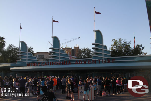 The crowd gathered at the entrance for Disney California Adventure at 7:30am for the 8:00am opening.