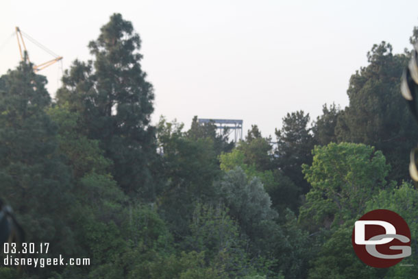 Through the trees you can just see the top of the large show building.