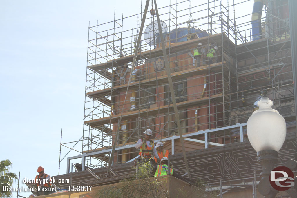 Now from Sunset Blvd.  they were installing panels on the lower portion of the front of the building.