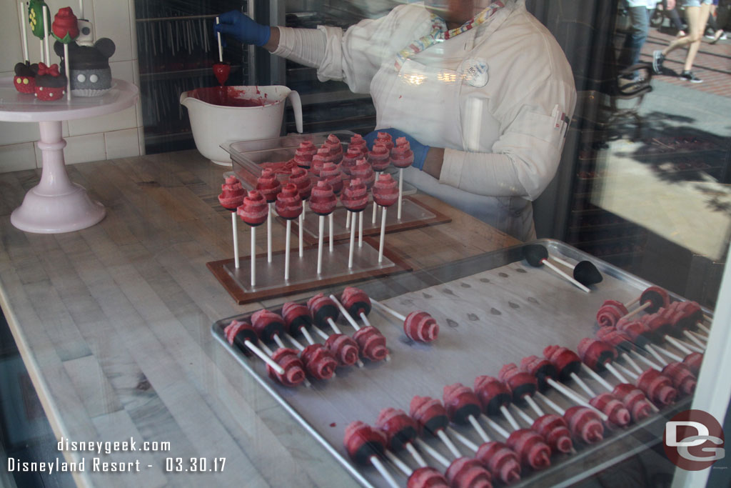 Rose Cake Pops in various stages.