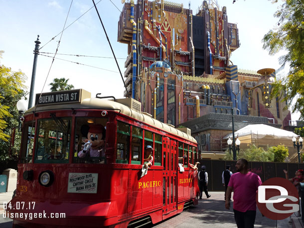 Mickey and the Red Car News Boys cruising by.