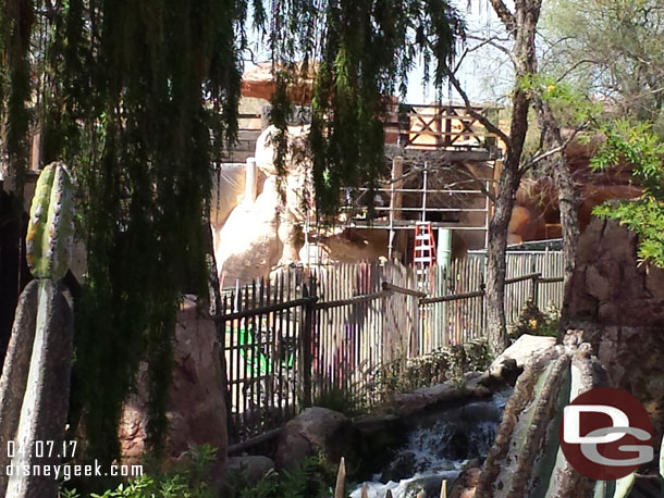 Out at the Big Thunder Trail some fence has been moved so you can see a little more clearly into the new walkway.  Guessing it was moved so they can work on the new walkway.