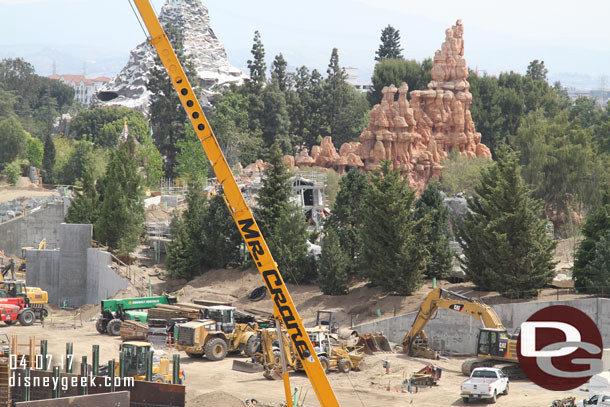 More trees have been put into place on the berm and Fantasmic Marina roof.