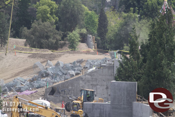 Wire mesh for rock formations staged and waiting for installations.