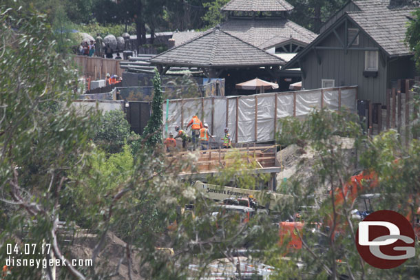 A crew is working on the new bridge.