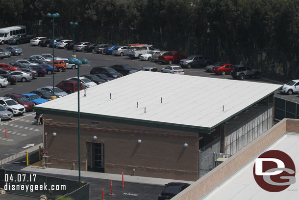 The new backstage building in the cast member parking lot looks complete.