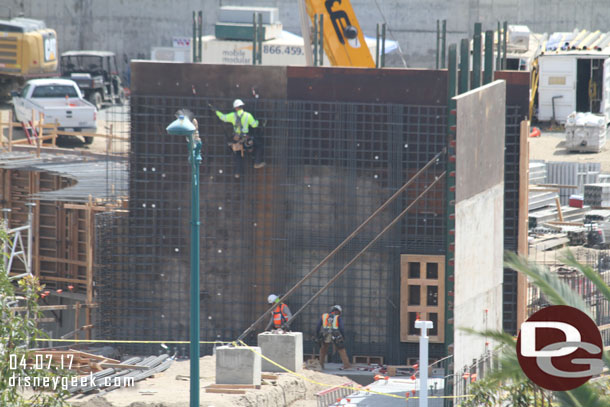 Crews working on the re-bar for this wall.