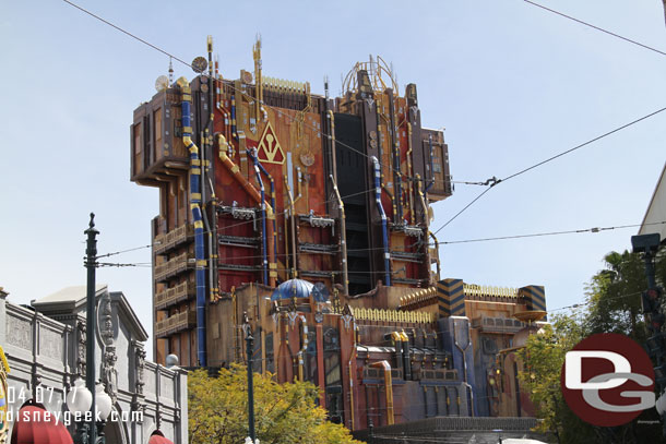 Almost all of the scaffolding is now removed from the Guardians of the Galaxy - Mission: Breakout! exterior.