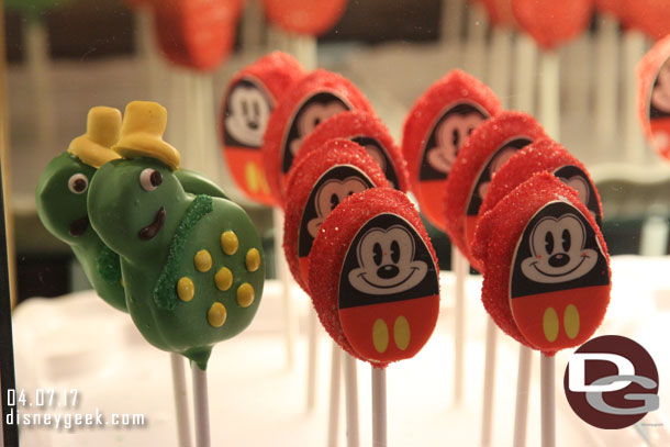 A selection of cake pops including egg stravaganza inspired ones.