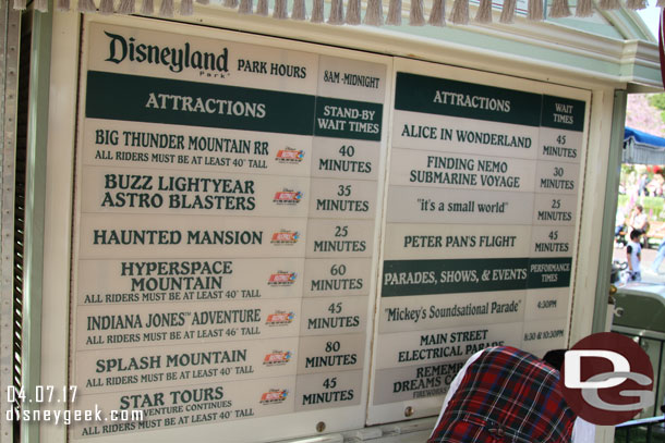 Disneyland Wait Times at 3:18pm