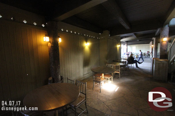 The lower level of the Hungry Bear was quiet today.  The signs have been moved off the wall on the left to be along the new walkway.