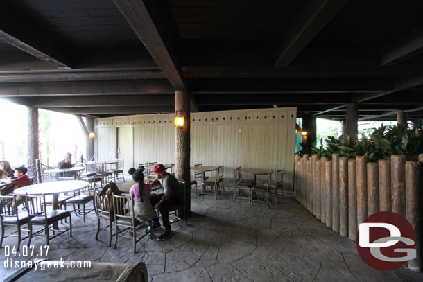 A wall up as they restore the area that was used as the temporary walkway entrance during construction.