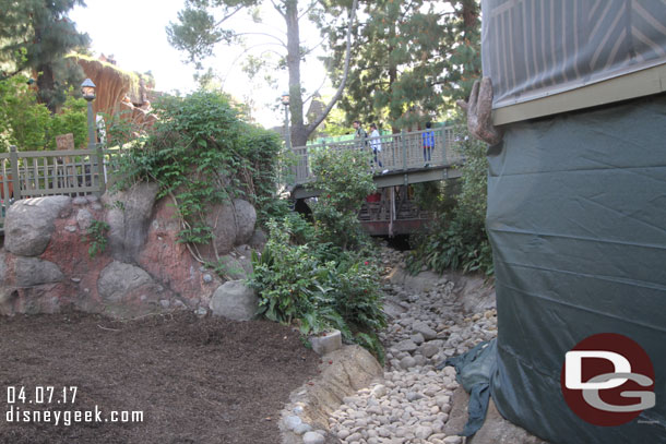 The temporary walkway boardwalk has been removed.  The wrap on the right is where they are working to restore the where it connected.