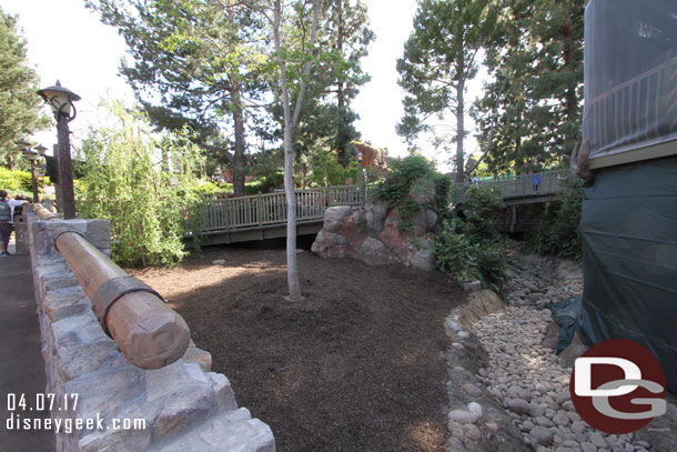 Notice the scrims are down from along the walkway up to the Hungry Bear.