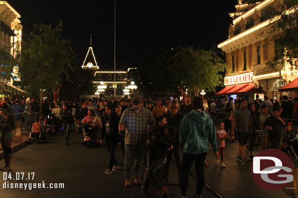 About 5 minutes before Remember Dreams Come True and Main Street was not jammed.