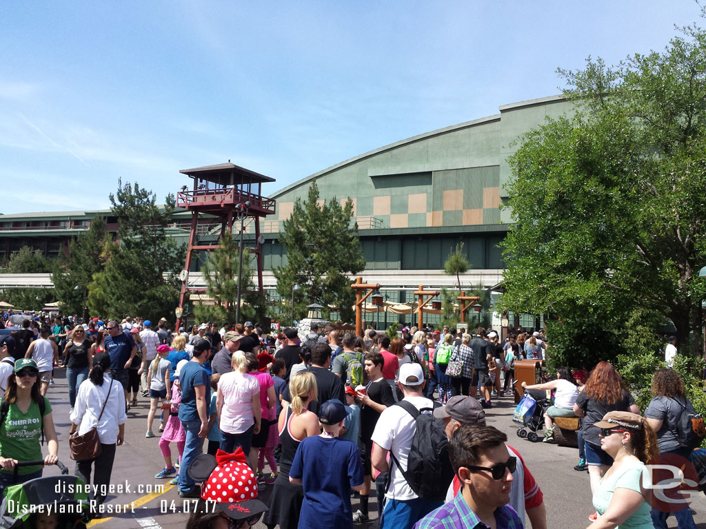 The FP return line for Soarin was backed up out into the walkway this afternoon.