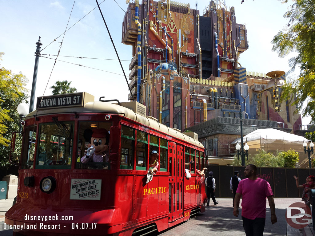 Mickey and the Red Car News Boys cruising by.