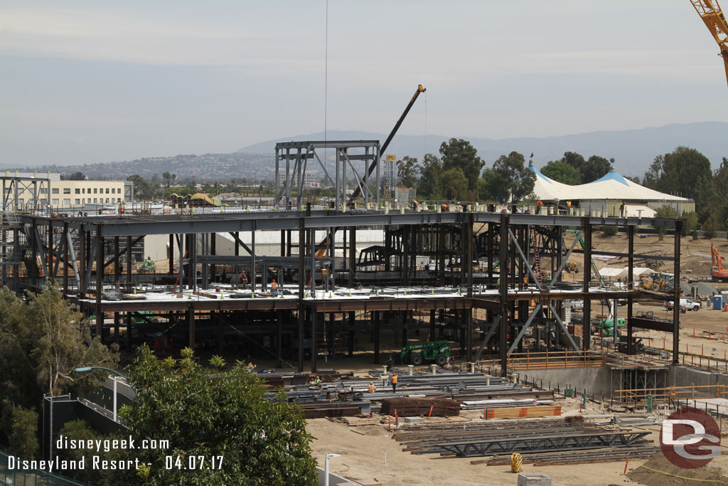 Starting on the left with the massive show building that continues to take shape.