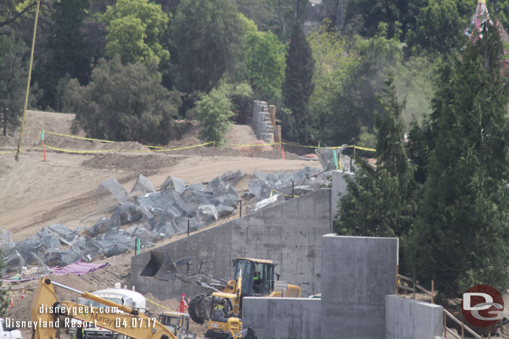 Wire mesh for rock formations staged and waiting for installations.