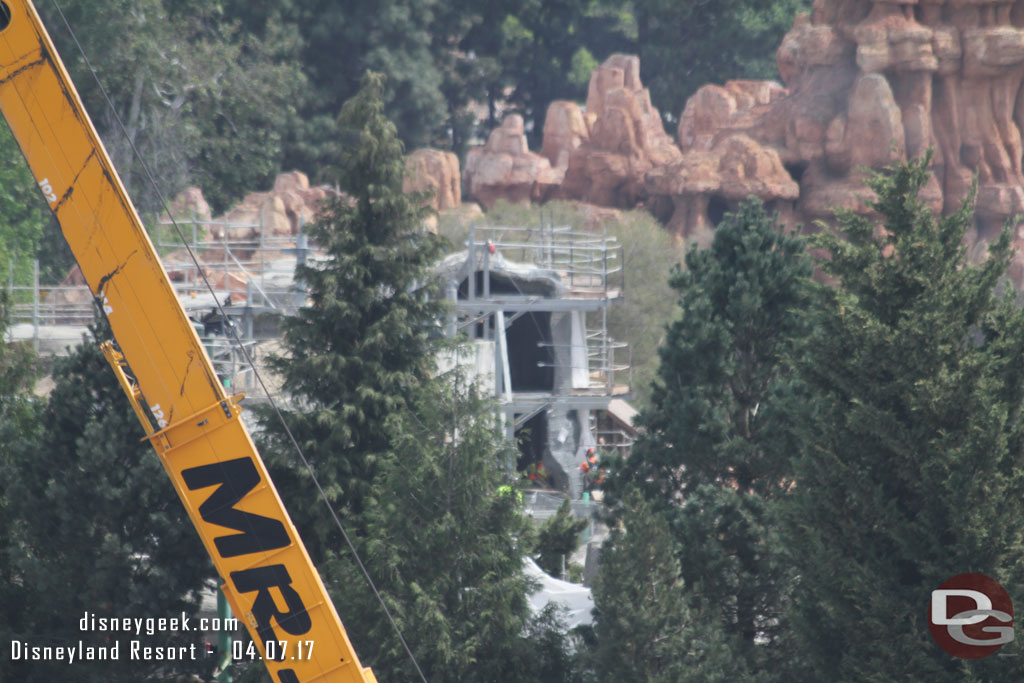 The rock wall facing the park is moving along.