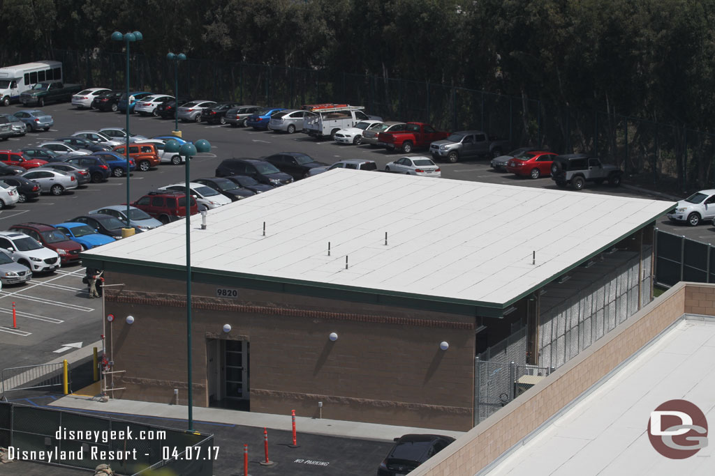 The new backstage building in the cast member parking lot looks complete.