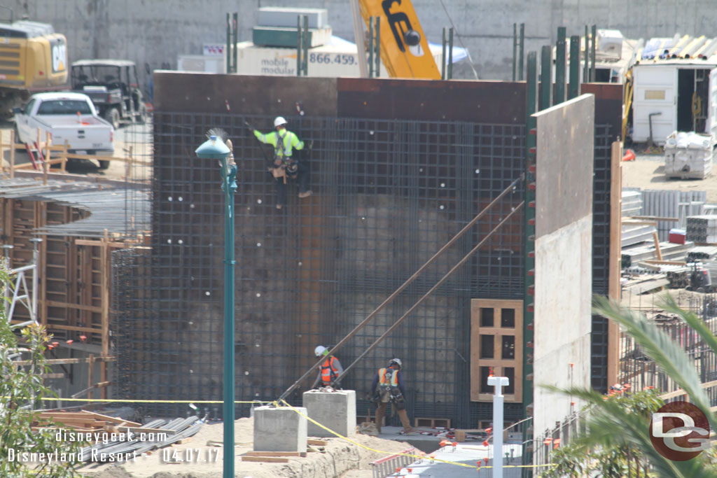 Crews working on the re-bar for this wall.