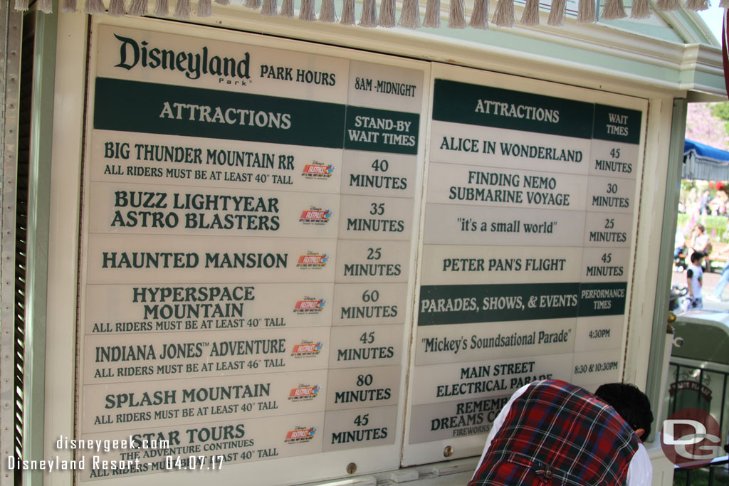 Disneyland Wait Times at 3:18pm