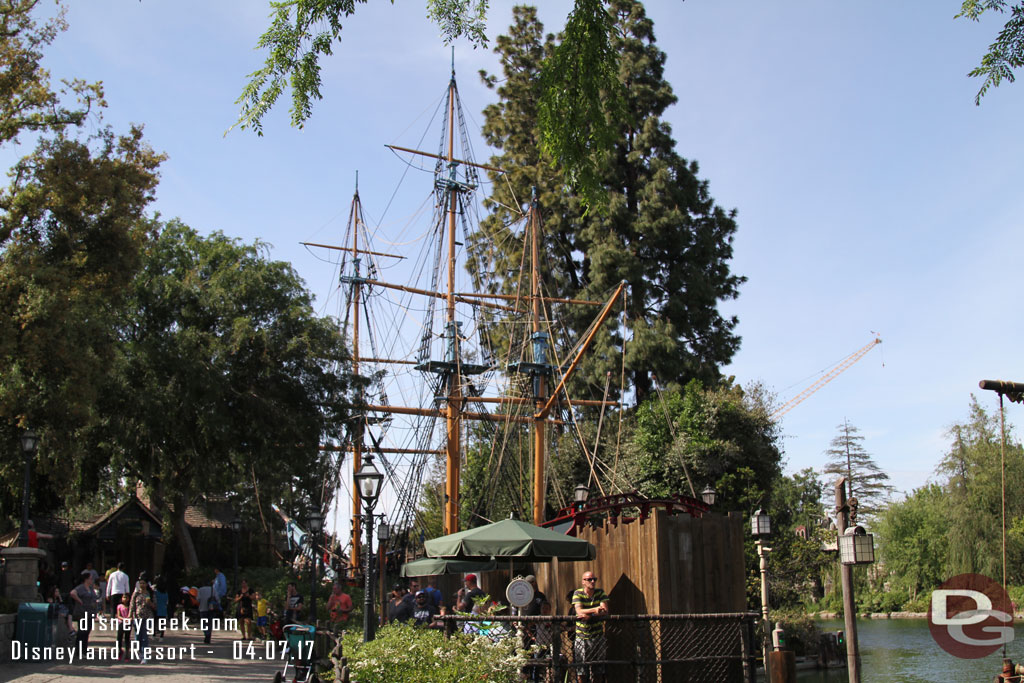 The smoking area still has a wall up and the Columbia is still in dry dock.