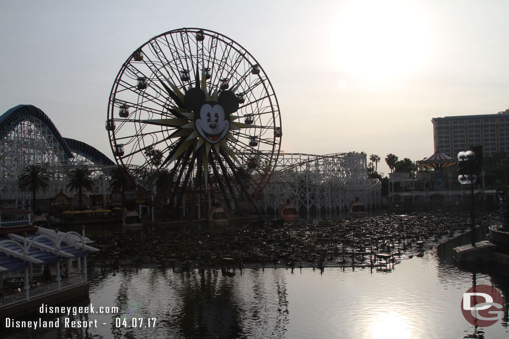 The sun was setting and the World of Color platforms were up for some work before the show tonight.