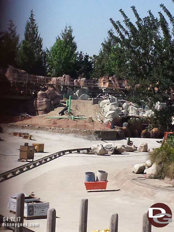 Rocks waiting to be placed near the bend.