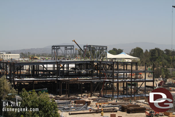 Starting on the left (north) side of the site with the large show building.  Since my last visit more steel has been added extending the building more.