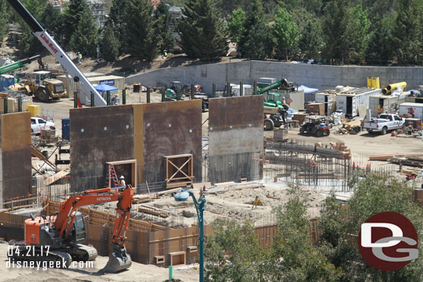 Walls are starting to go up on the far right of the show building area.