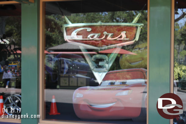 Cars 3 merchandise is in several stores and has a large window at World of Disney.