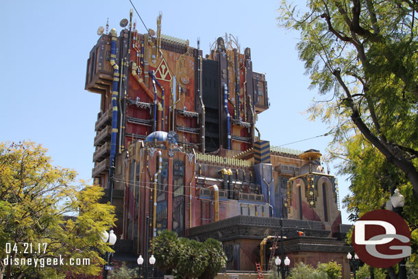 Guardians of the Galaxy - Mission: Breakout! opens in about 5 weeks on May 27th.  The exterior is receiving the finishing touches.  Scaffolding is all removed now.