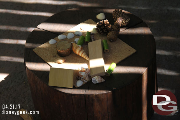 Nature play sets in the camp circle area.