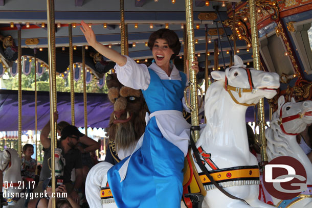 Belle and the Beast on the Carrousel this afternoon.