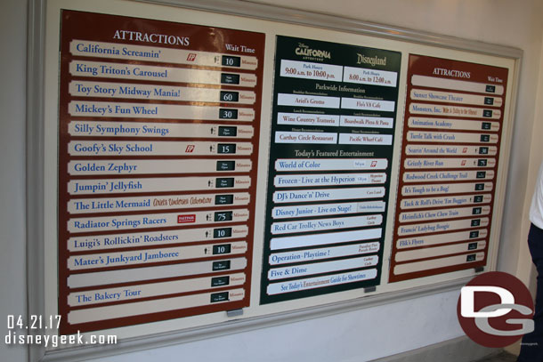 Disney California Adventure wait times at 4:08pm