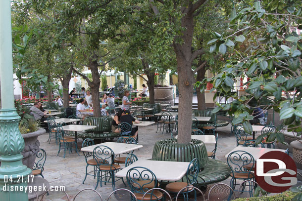 The regular tables have replaced the picnic/longer tables in the band stand area.