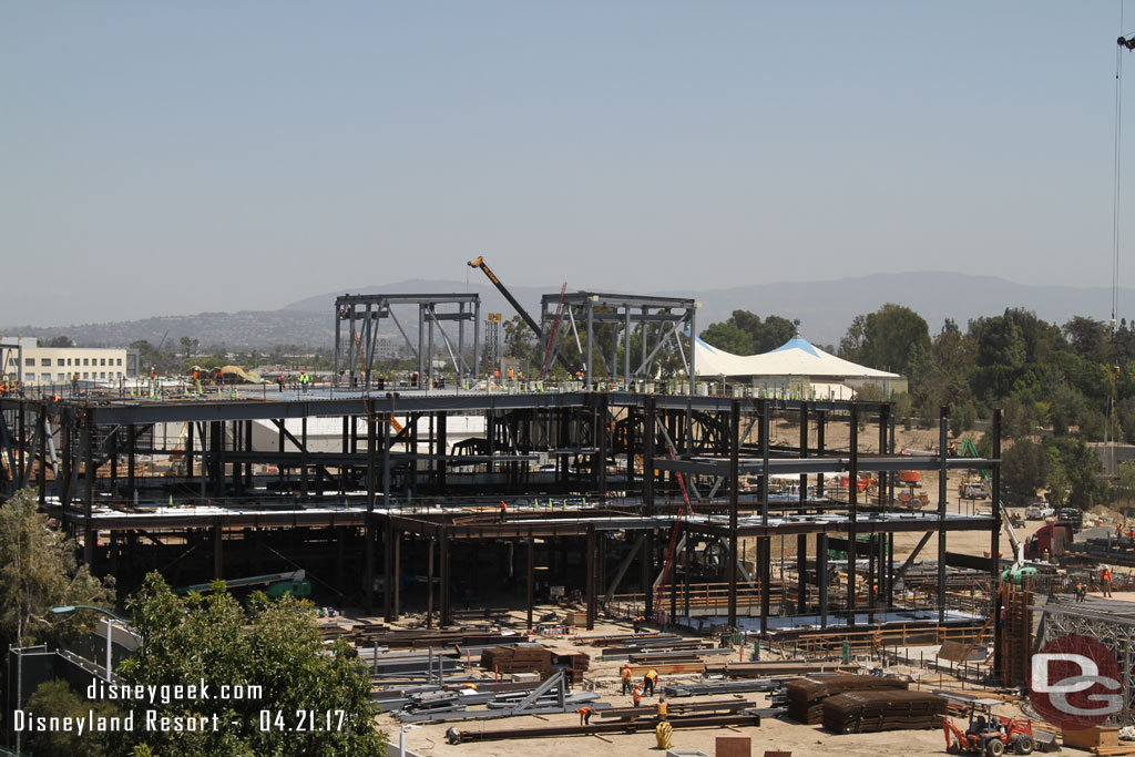 Starting on the left (north) side of the site with the large show building.  Since my last visit more steel has been added extending the building more.