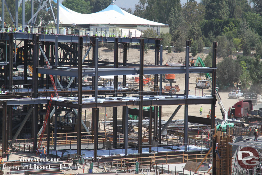 What looks to be a bridge or at least a walkway over the center of the basement area is now in place.